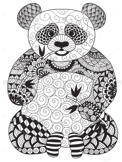Vector Zentangle Panda Coloring Page Panda Coloring Pages Cute