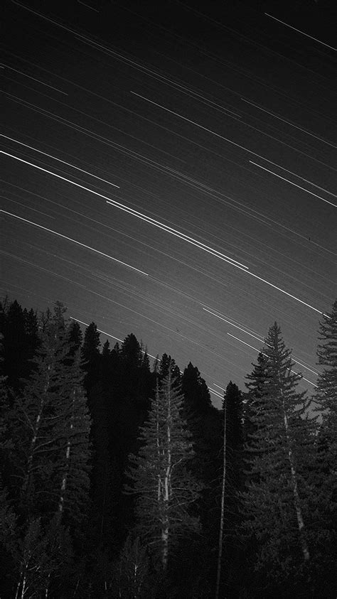 Ng82 Night Wood Mountain Star Sky Nature Bw Dark Wallpaper
