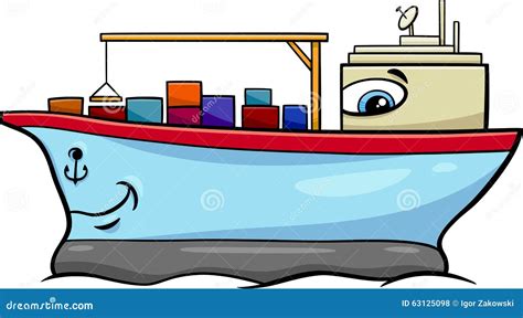 Container Ship Cartoon Character Stock Vector Illustration Of