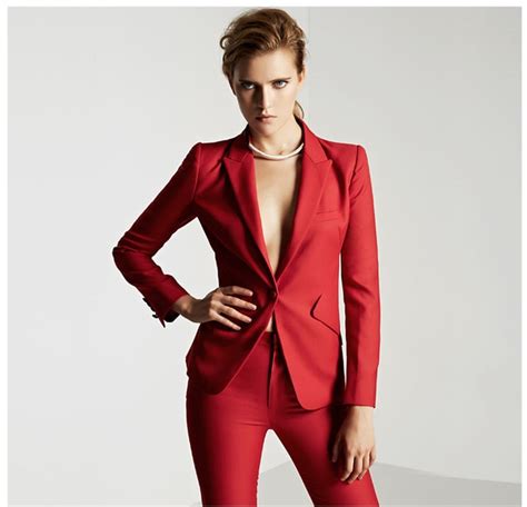 Womens Custom Made Red Wear Ladies Suit Slim Fashion Career Suitsladies Women Business Suits