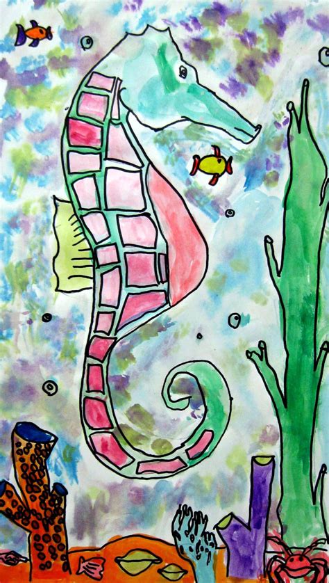 Sea Horse Elementary Art Projects Elementary Art Ocean Art Projects