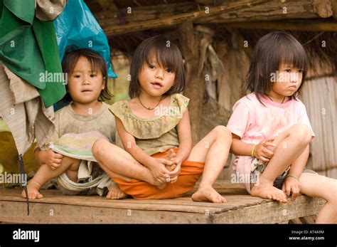 Children Sitting In The Hmong Village Baan Pha Nok Kok Doi Inthanon