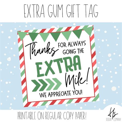 Thanks For Going The Extra Mile Printable T Tag Appreciation T