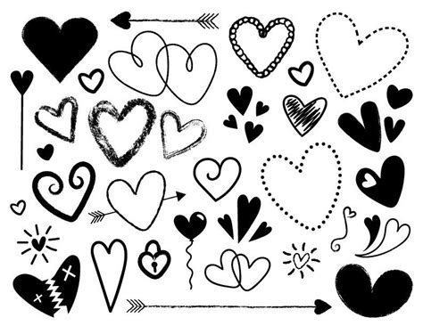 Chalkboard Heart Clip Art Set Png Svg Vector Scribble Drawing