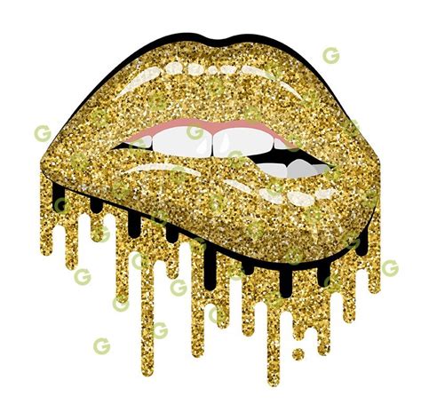 gold dripping lips svg