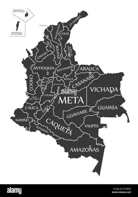Colombia Map Labelled Black Illustration Stock Photo Alamy