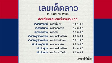 หวยไทยรัฐ แม่จำเนียร รวมหวยเด็ด หวยซองดัง มาแรง 30/12/63 หวยลาว 29 ม.ค. 63 หมอไก่ให้โชค เลขเด็ดฝั่งลาว - YouTube