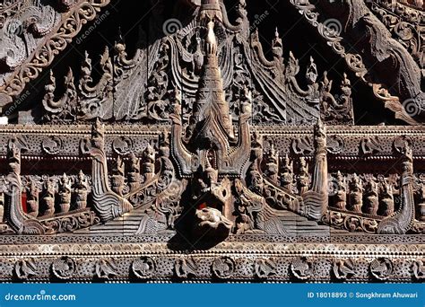 Myanmar Wood Carving Stock Image Image Of Decorate Element 18018893