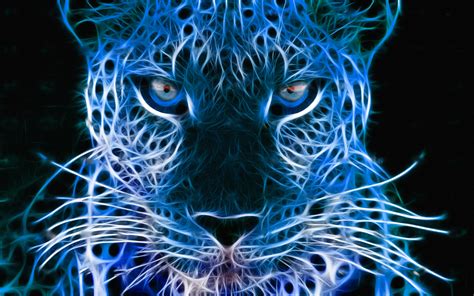 Neon Blue Leopard By Xinje Cheetah Wallpaper Animals Leopard Wallpaper