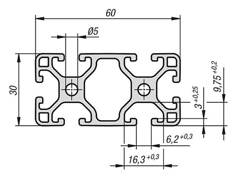 Norelem Perfiles De Aluminio 30x60 Ligeros Tipo I