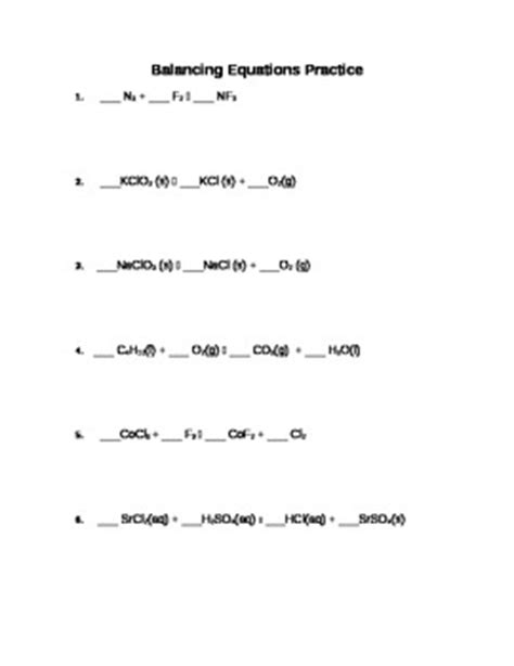 A more popular type of worksheet just displays problems one by one, with space next to each compound for the student to write in the. Balancing Chemical Equation Worksheet / 49 Balancing Chemical Equations Worksheets with Answers ...