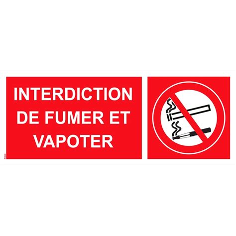 Panneau Interdiction De Fumer Et Vapoter Pvc 200x80 Mm