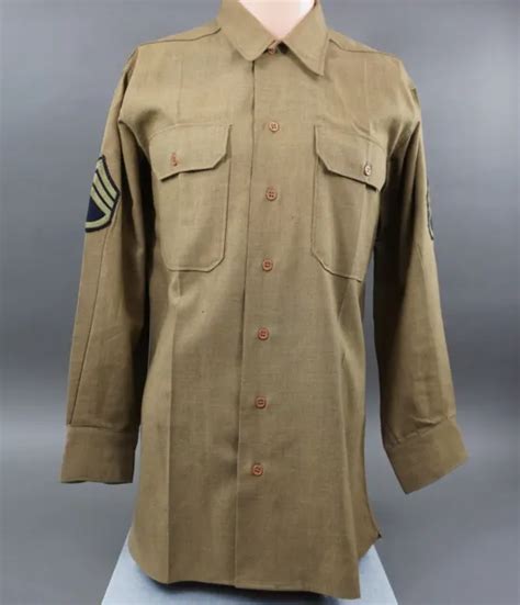 Original Us Wwii Army Wool Service Shirt With Staff Sergeant Insignia