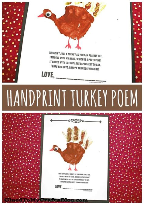 Turkey Handprint Poem Free Printable Now Grab Some Embellishments And Give The Turkey Life