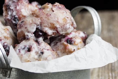 Glazed Fresh Blueberry Fritters Seasons And Suppers