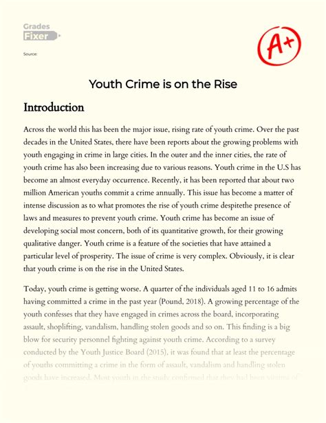 Youth Crime Is On The Rise Essay Example Words Gradesfixer