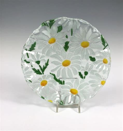 Daisy Bowl Fused Glass Dish Candy Dish Margarets Daisies Etsy Fused Glass Bowl Fused Glass