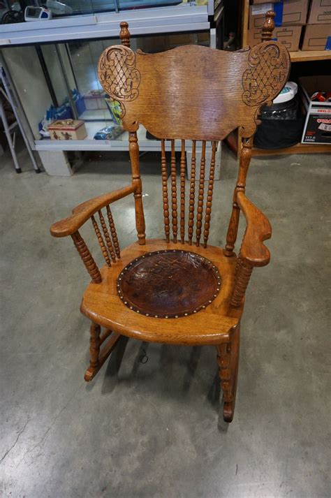 Leather Seat Antique Rocker