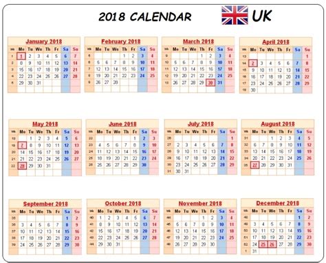 September 2018 Calendar With Holidays Uk Printable Year Calendar