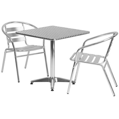 Skovde Square 275 Aluminum Indoor Outdoor Table Set W2 Slat Back