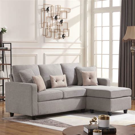 Buy your new home furniture. Light Grey Sectional Fabric Sofa L-Shaped Couch W/Reversible Chaise Small space 734099791623 | eBay