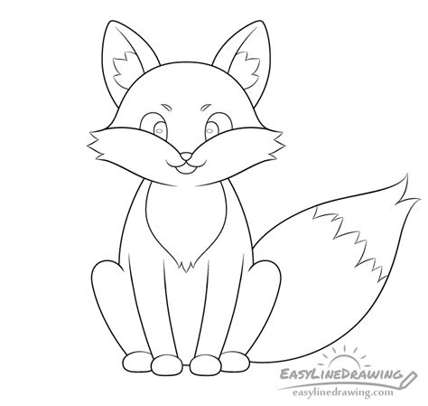 How To Draw A Fox Step By Step Easylinedrawing