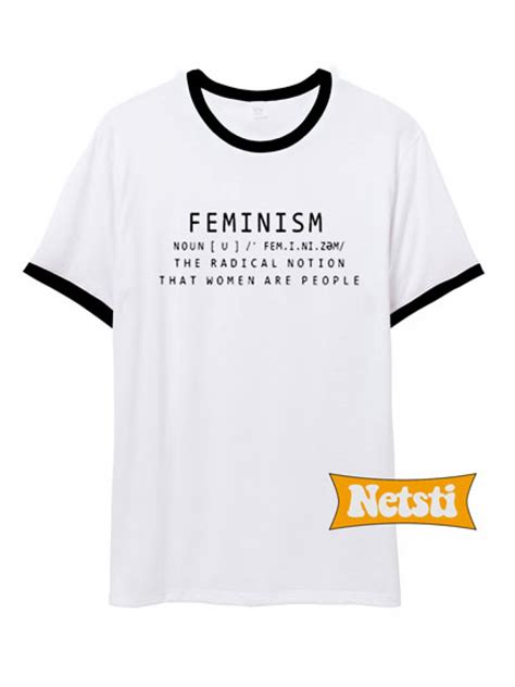 Feminism Noun Definition Chic Fashion Ringer Shirt Short Sleeve Unisex