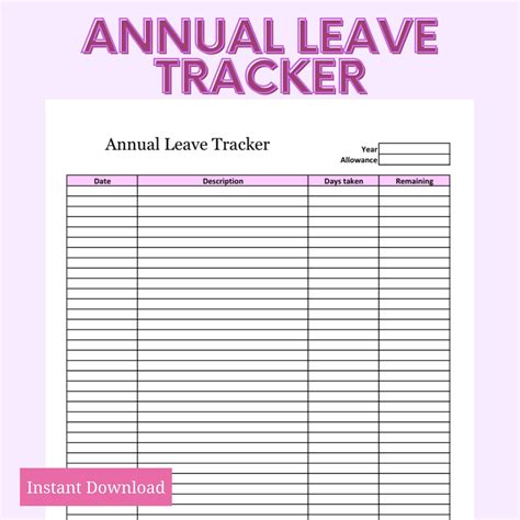 Annual Leave Tracker Printable Images And Photos Finder