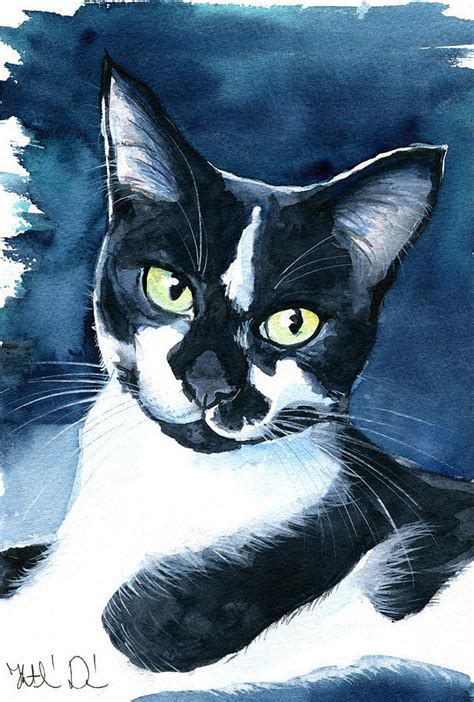 Rollie Tuxedo Cat Painting Painting By Dora Hathazi Mendes Fine Art