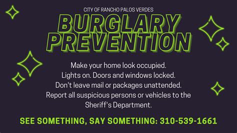 Burglary Prevention Tips Rancho Palos Verdes Ca Official Website