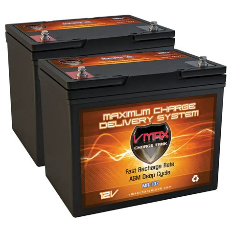 Qty2 Vmax Mr107 85 12v 85ah Agm Deep Cycle Group 24 Batteries For Minn