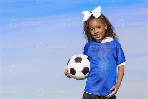 Young African American Girl Soccer Player With Copy Space 920131 Stock