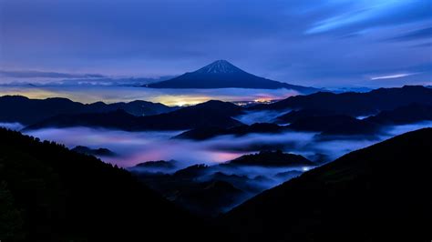 デスクトップ壁紙 1920x1080 Px シティ 雲 イブニング 森林 丘 日本 風景 ライト 長時間露光 ミスト