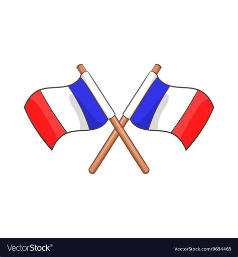 Two Crossed Flags Of France Icon Cartoon Style Vector Image