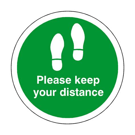 Please Keep Your Distance Floor Sticker Green Safety Uk