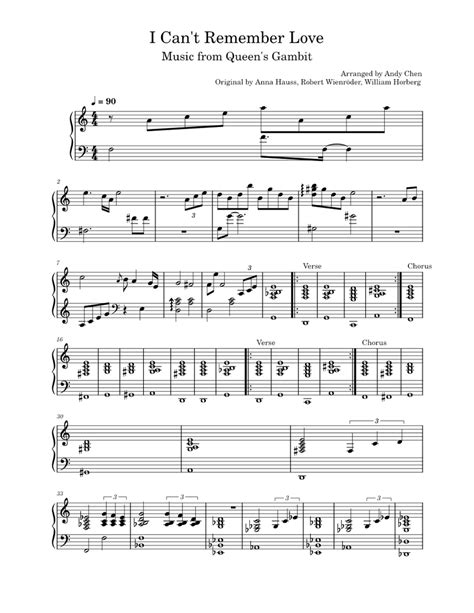 I Cant Remember Love Anna Hauss Sheet Music For Piano Solo Easy