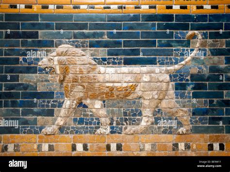 Lion Mosaic On Wall Of Processional Way From Babylon In Pergamon Museum