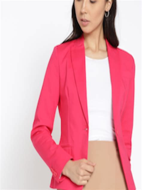 Buy Mango Women Pink Solid Single Breasted Blazer Blazers For Women 6612271 Myntra