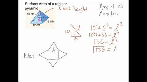 Area − the amount of surface a figure covers is its area. Surface area of regular pyramid - YouTube