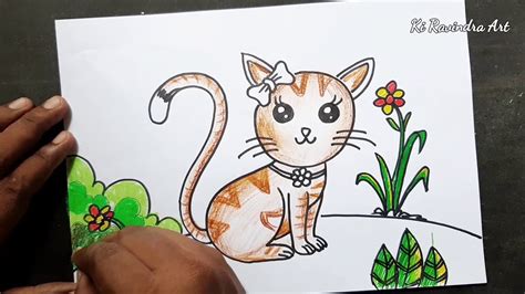 Cara Menggambar Dan Mewarnai Kucing Lucu How To Draw A Cat Youtube