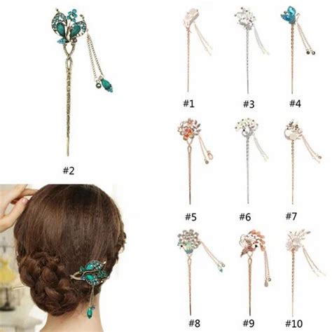 Maxbell Vintage Bobby Pin Flower Hairpin Colorful Rhinestone Hair Stick