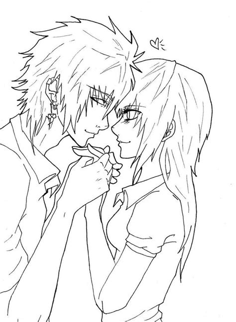 Boy And Girl Kissing Coloring Pages Anime Couple Coloring Pages
