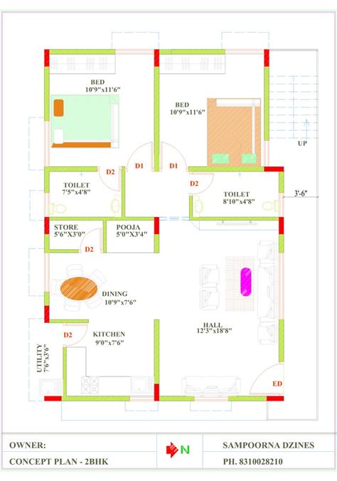 2bhk 30x40 East Facing First Floor Home Plan House Outer Design House