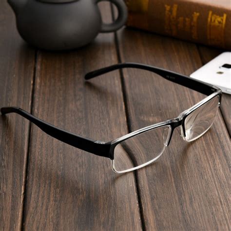 Reading Glasses Men Women Resin Clear Lens Black Half Frame Free