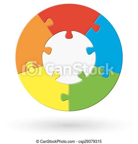 Puzzle, rond, options. Différent, puzzle, rond, couleurs, base, cinq, options. | CanStock