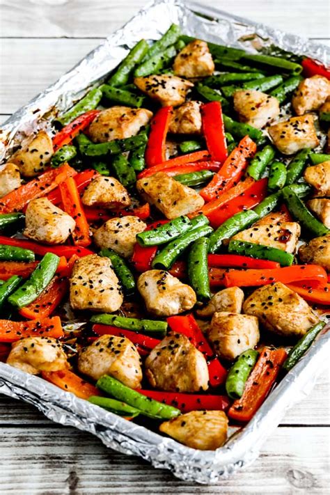 These stuffed, fried fillets of chicken breast can be made ahead of time and fried on demand. Kalyn's Kitchen®: Low-Carb Chicken Stir-Fry Sheet Pan Meal