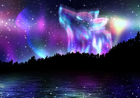 Howling Wolf Spirit Wolf Spirit Wolf Spirit Animal Aurora Borealis Art