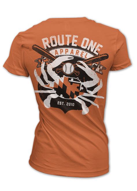 Route One Apparel Baltimore Baseball Flag & Crab (Orange) / Ladies Shirt | Route One Apparel