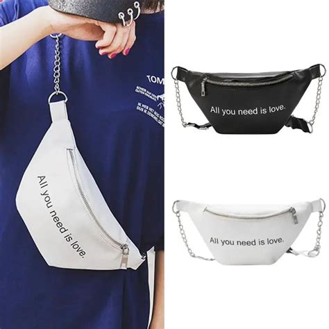 Fashion Fanny Waist Packs Leather Women Waist Belt Bag Phone Chain