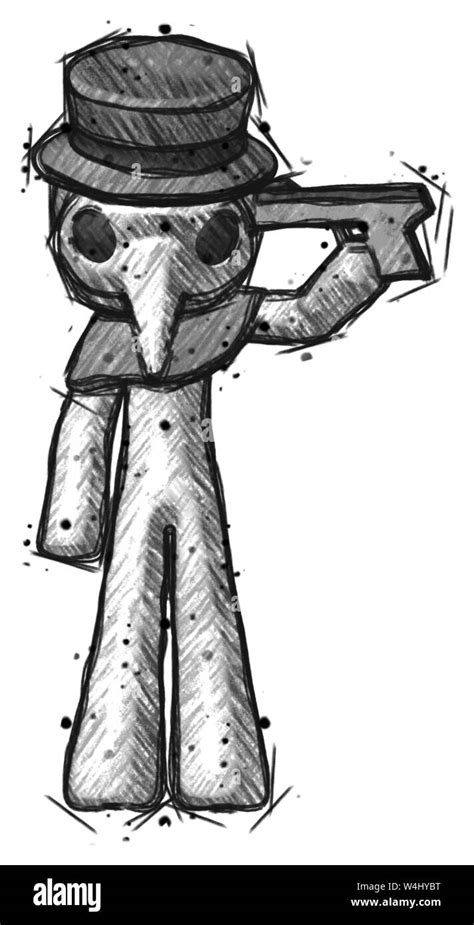 Sketch Plague Doctor Man Suicide Gun Pose Stock Photo Alamy
